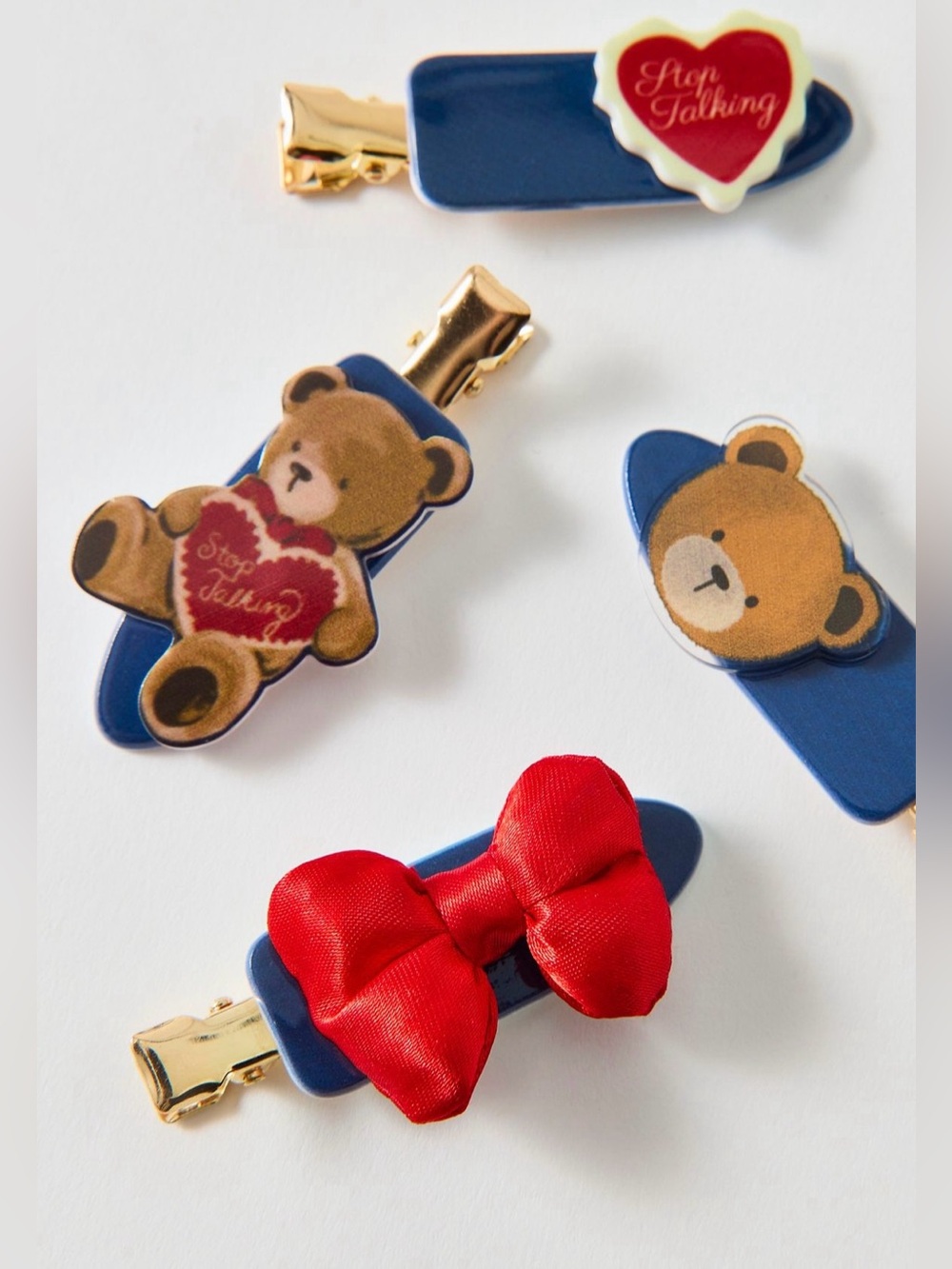 Crease-Free Cozy Bear Hair Clips Set